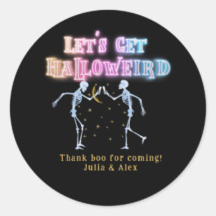 Skull Neon Halloween Halloweird Dancing Skeletons Classic Round Sticker