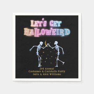 Skull Neon Halloween Halloweird Dancing Skeletons Napkin