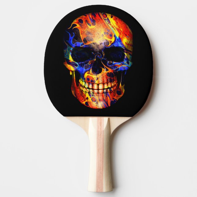 SKULL  NEON PAINT ABSTRACT PING PONG PADDLE (Front)