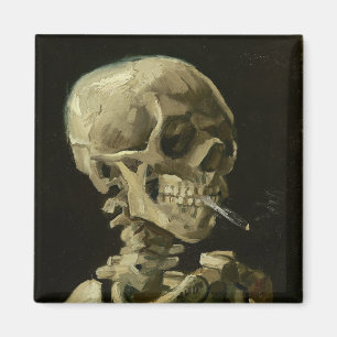 Skull of a Skeleton with Burning Cigarette Magnet