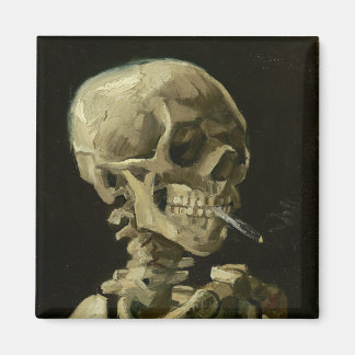 Skull of a Skeleton with Burning Cigarette Magnet