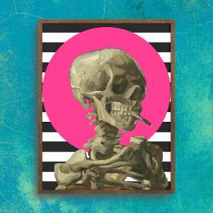 Skull of a Skeleton with Burning Cigarette Poster
