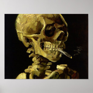 Skull Of a Skeleton With Burning Cigarette Vincent Poster