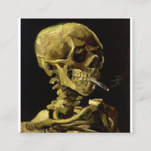Skull Of a Skeleton With Burning Cigarette Vincent Square Business Card