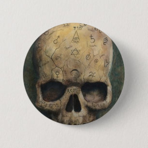 Skull of a witch 6 cm round badge