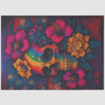 Skull of Colours and Blooms Decoupage Paper – LGBT