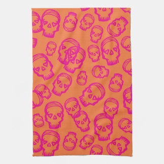 Skull of Hearts - Pink & Orange Tea Towel