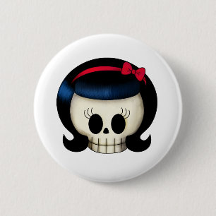 Skull of Rockabilly Girl 6 Cm Round Badge