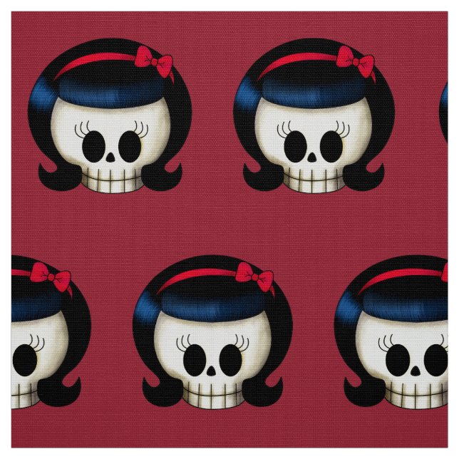 Skull of Rockabilly Girl Fabric (Swatch)