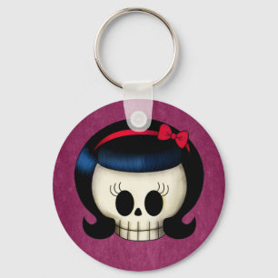 Skull of Rockabilly Girl Key Ring