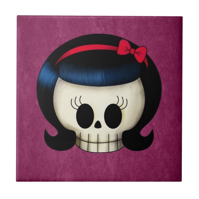 Skull of Rockabilly Girl Tile (Front)