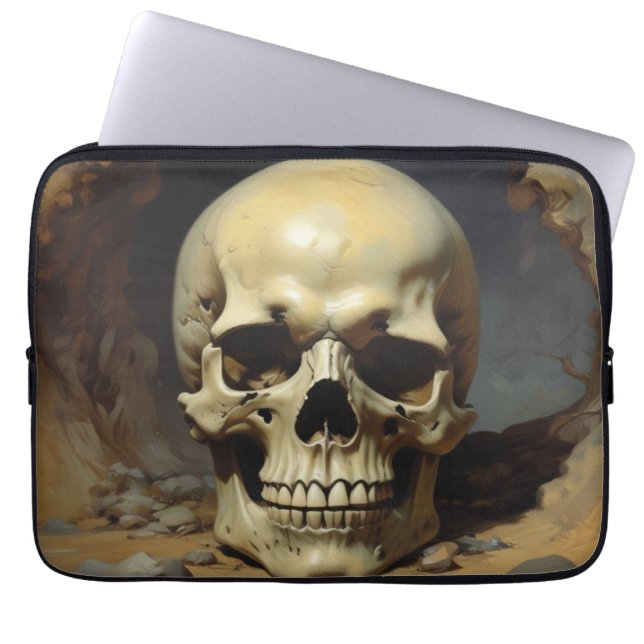 Skull Oil Painting Style Painting Illustration Laptop Sleeve (Front)