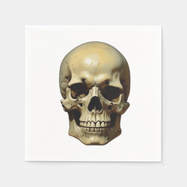 Skull Oil Painting Style Painting Illustration Napkin (Front)