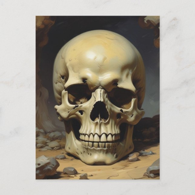 Skull Oil Painting Style Painting Illustration Postcard (Front)