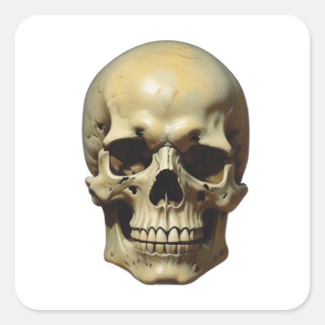Skull Oil Painting Style Painting Illustration Square Sticker (Front)