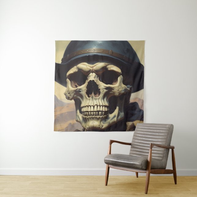 Skull Oil Painting Style Painting Illustration Tapestry (In Situ)