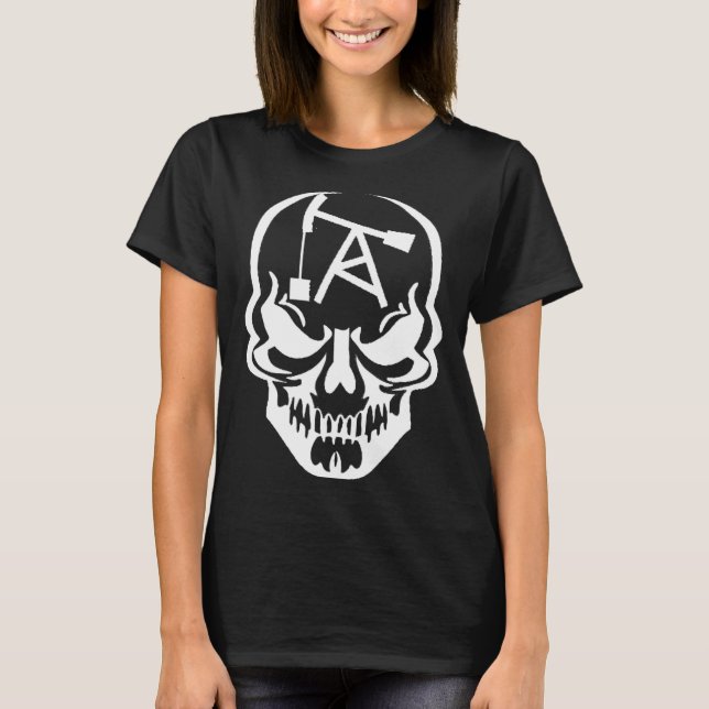 Skull Oilfield Worker Proud American Oil Worker T-Shirt (Front)