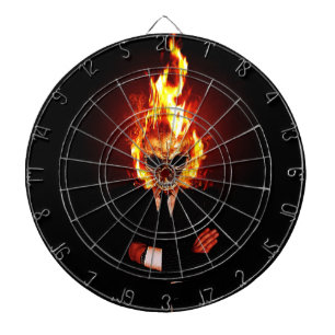 Skull on fire dartboard