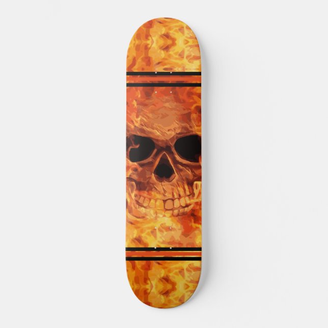 Skull on Fire Skateboard (Front)