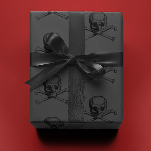 Skull on Grey    Wrapping Paper