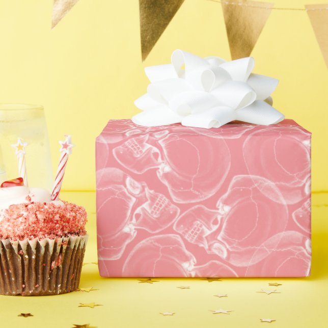 Skull on Pink Wrapping Paper (Birthday Party)