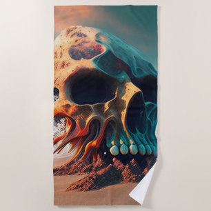 Skull on the beach beach towel