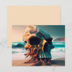 Skull on the beach card