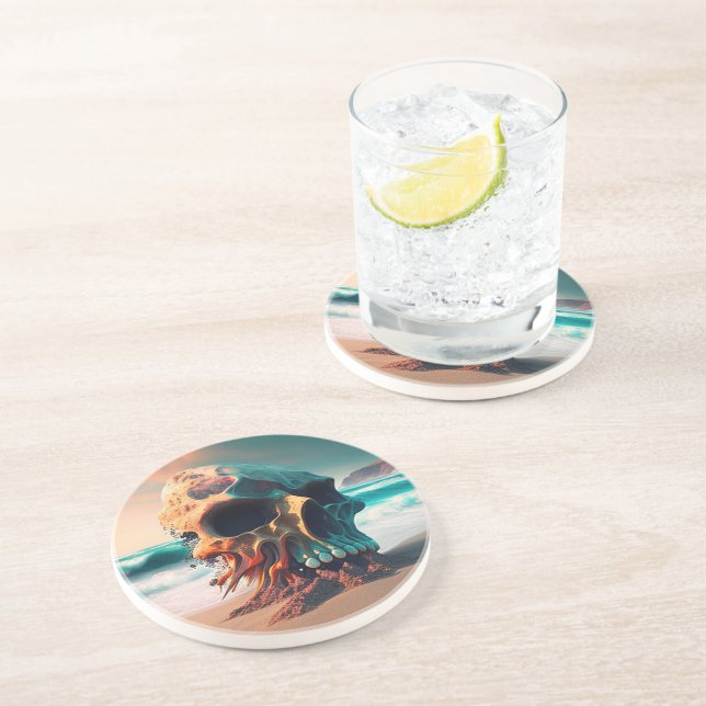 Skull on the beach coaster (Side)