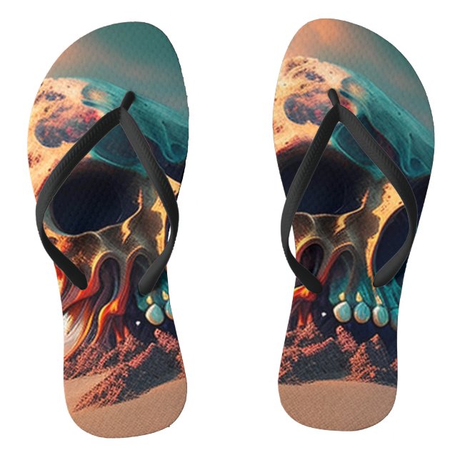 Skull on the beach flip flops (Footbed)