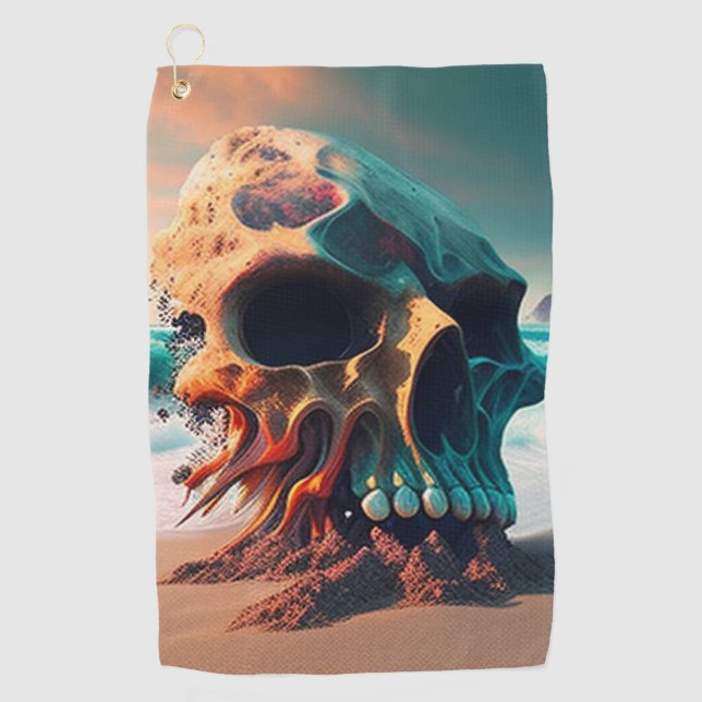 Skull on the beach golf towel (Front)