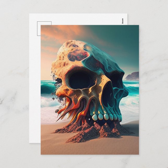 Skull on the beach holiday postcard (Front/Back)