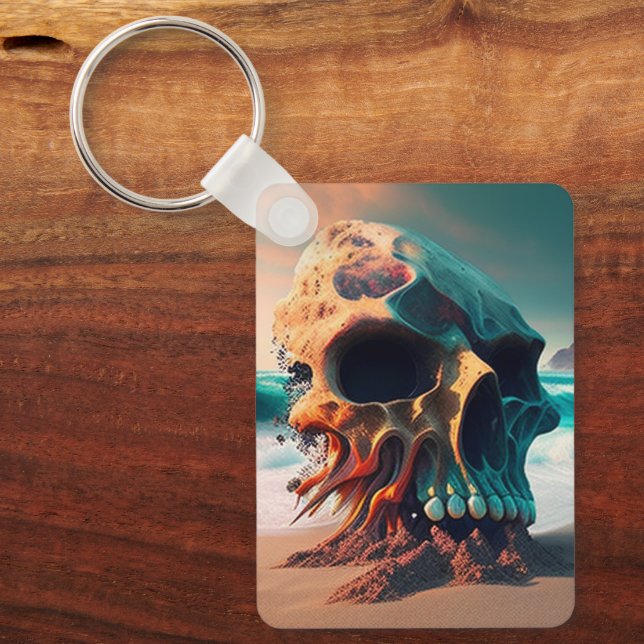 Skull on the beach key ring (Front)