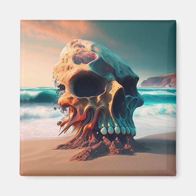 Skull on the beach magnet (Front)