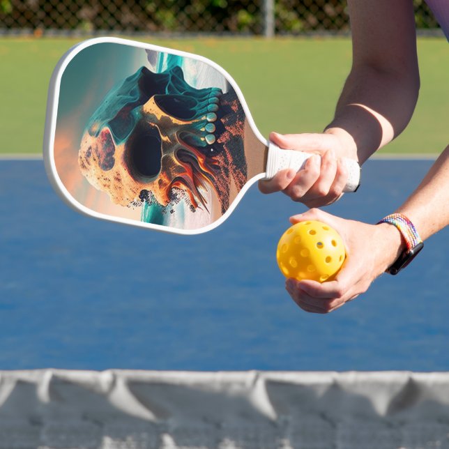 Skull on the beach pickleball paddle (Insitu)