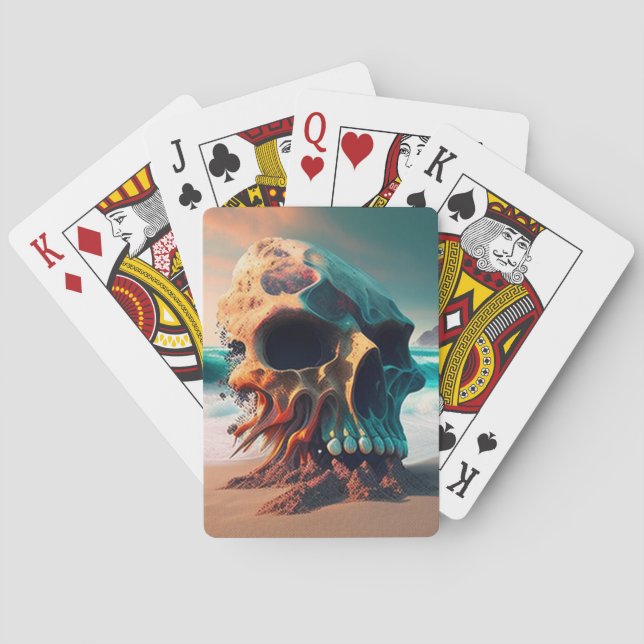 Skull on the beach playing cards (Back)