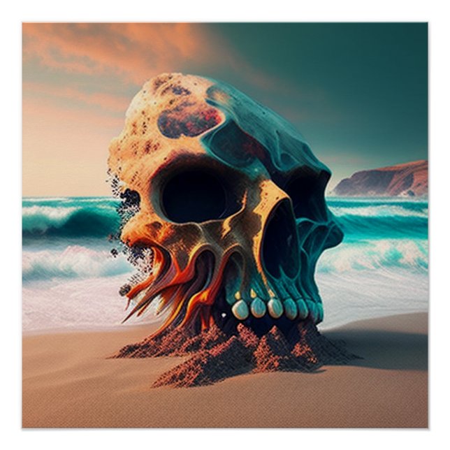 Skull on the beach poster (Front)