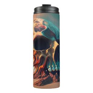Skull on the beach thermal tumbler