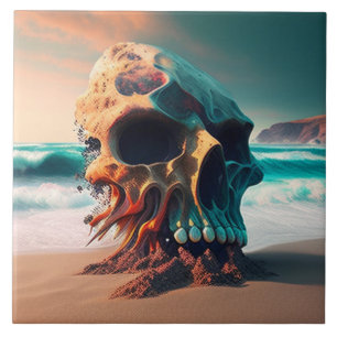Skull on the beach tile