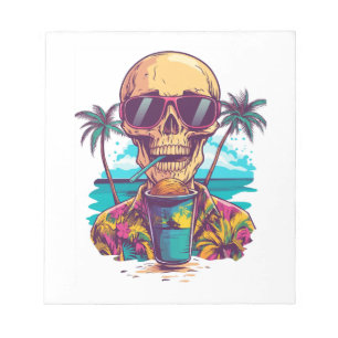 Skull on Vacation � Chill Funny Beach Skeleton Notepad