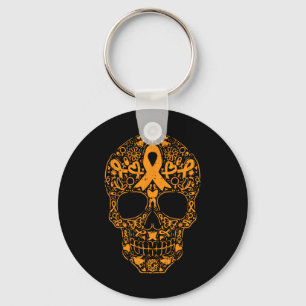 Skull Orange Ribbon Leukaemia Cancer Awareness Mex Key Ring