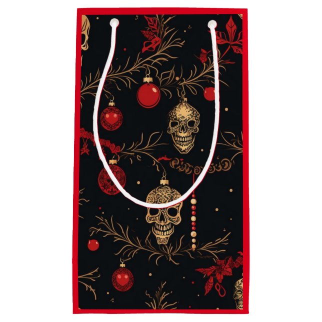 Skull Ornament Gift Bag (Red) (Front)