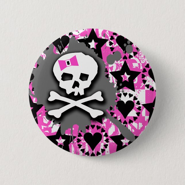 Skull Paint Splatter 6 Cm Round Badge (Front)