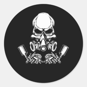 Skull Painter Car Painting Classic Round Sticker
