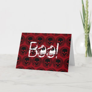 Skull Pattern Boo! Pick Any Color Goth Halloween Card