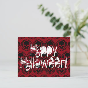 Skull Pattern Boo! Pick Any Color Happy Halloween Postcard