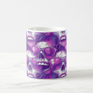 Skull Pattern Design with Purple Sunglasses Coffee Mug