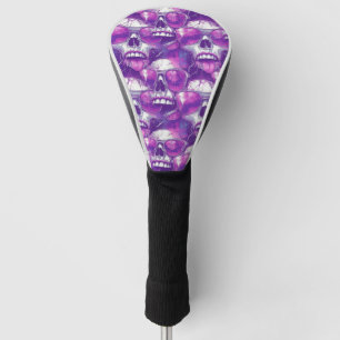 Skull Pattern Design with Purple Sunglasses Golf Head Cover