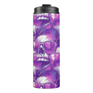 Skull Pattern Design with Purple Sunglasses Thermal Tumbler