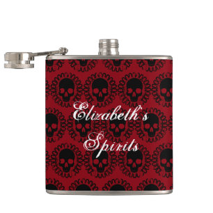 Skull Pattern Elegant Fun Halloween Goth Any Color Hip Flask