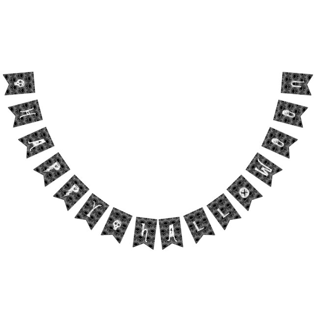 Skull Pattern Elegant Fun Halloween Goth Any Colou Bunting (All)